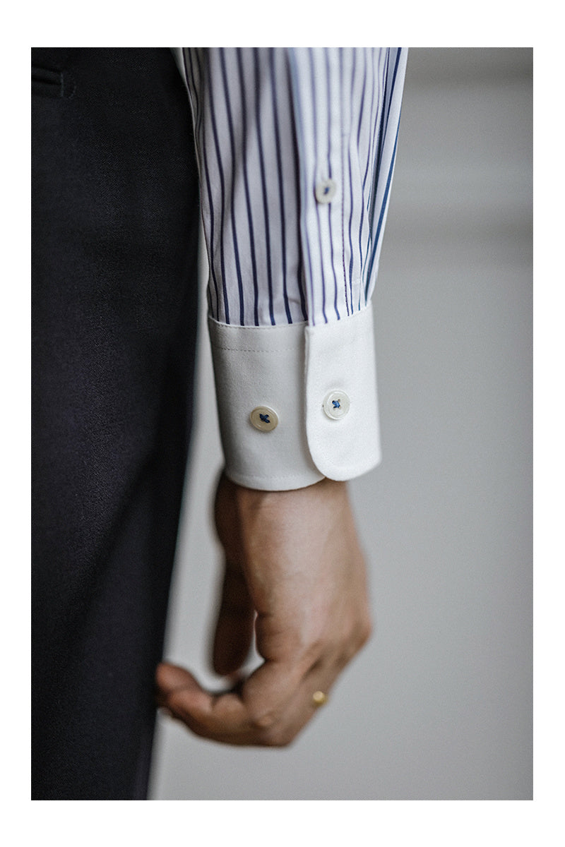 Men's Slim Fit Shirt - Pointed Collar Long Sleeve in Various Colors