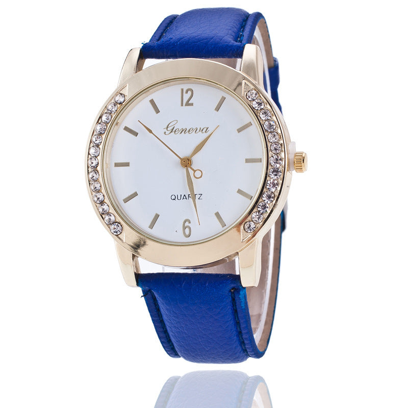 Geneva Diamond Quartz Watch for Women - Elegant Timepiece