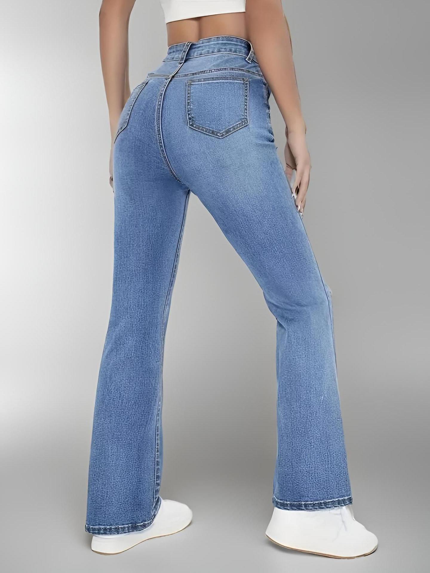 Women's High Waist Slim Fit Jeans - Stretch Straight Design
