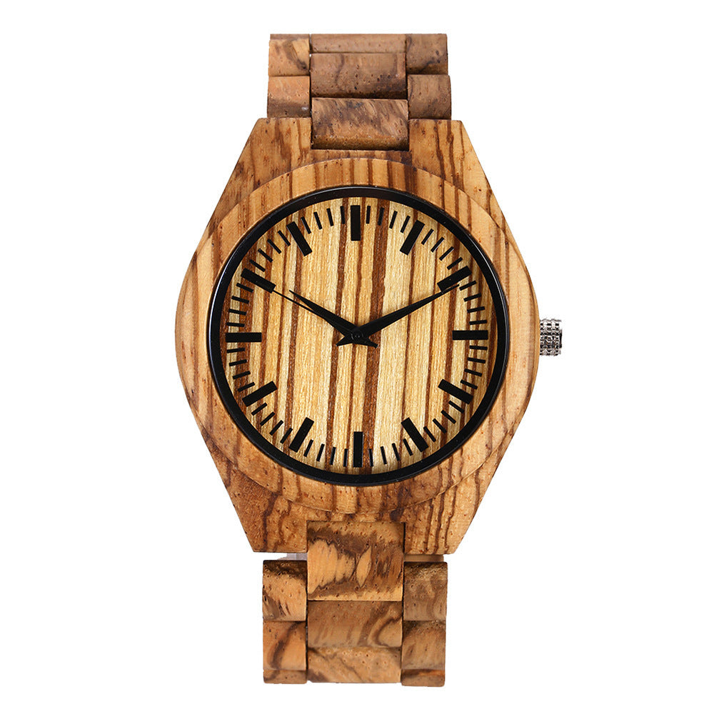Men's and Women's Large Dial Wood Watch - Quartz Timepiece