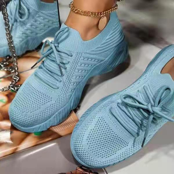Women's Thick Bottom Sneakers - Comfortable Solid Colour Thick Sole Shoes