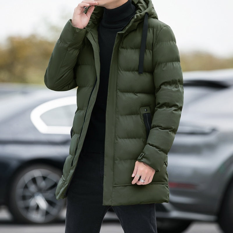 Men's Winter Hooded Jacket Long Warm Windproof Coat Outdoor Fashion