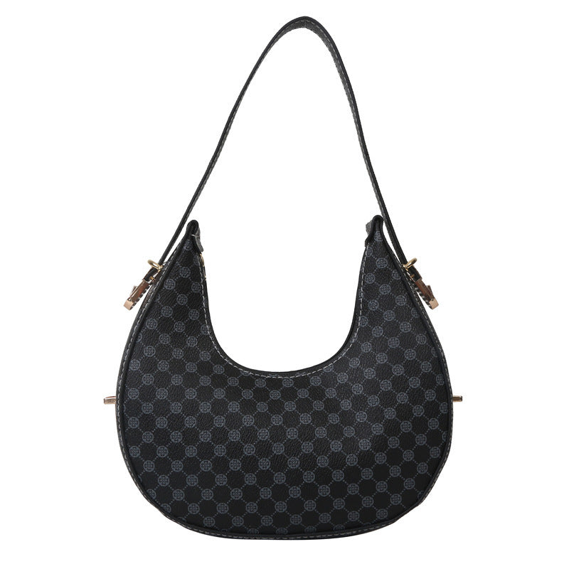 Casual Printed One Shoulder Crescent Bag - Western Style Underarm Bag