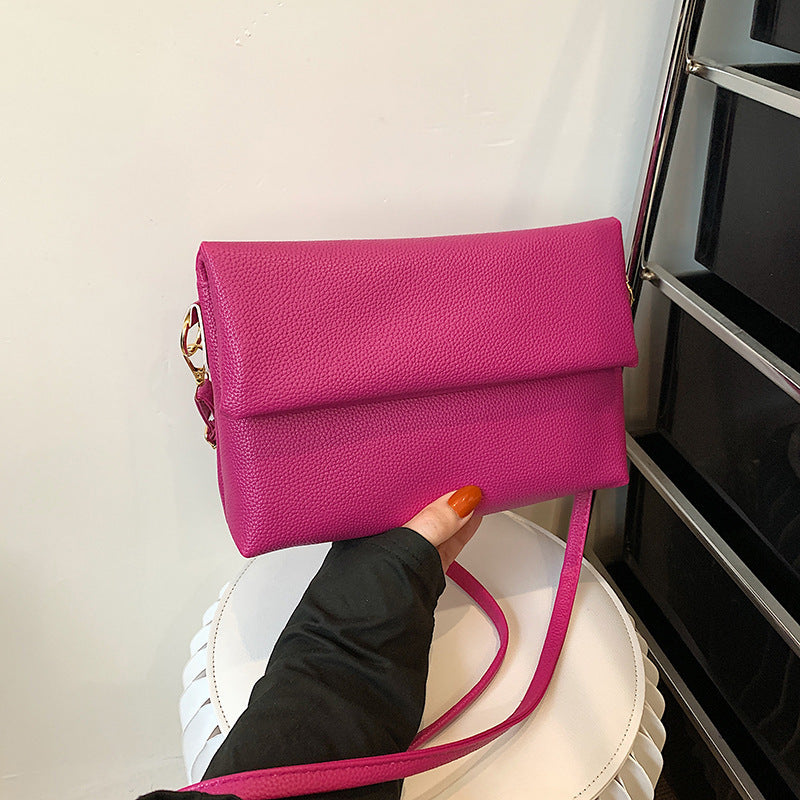 Solid Color French Stick Crossbody Bag for Underarm and Shoulder Use