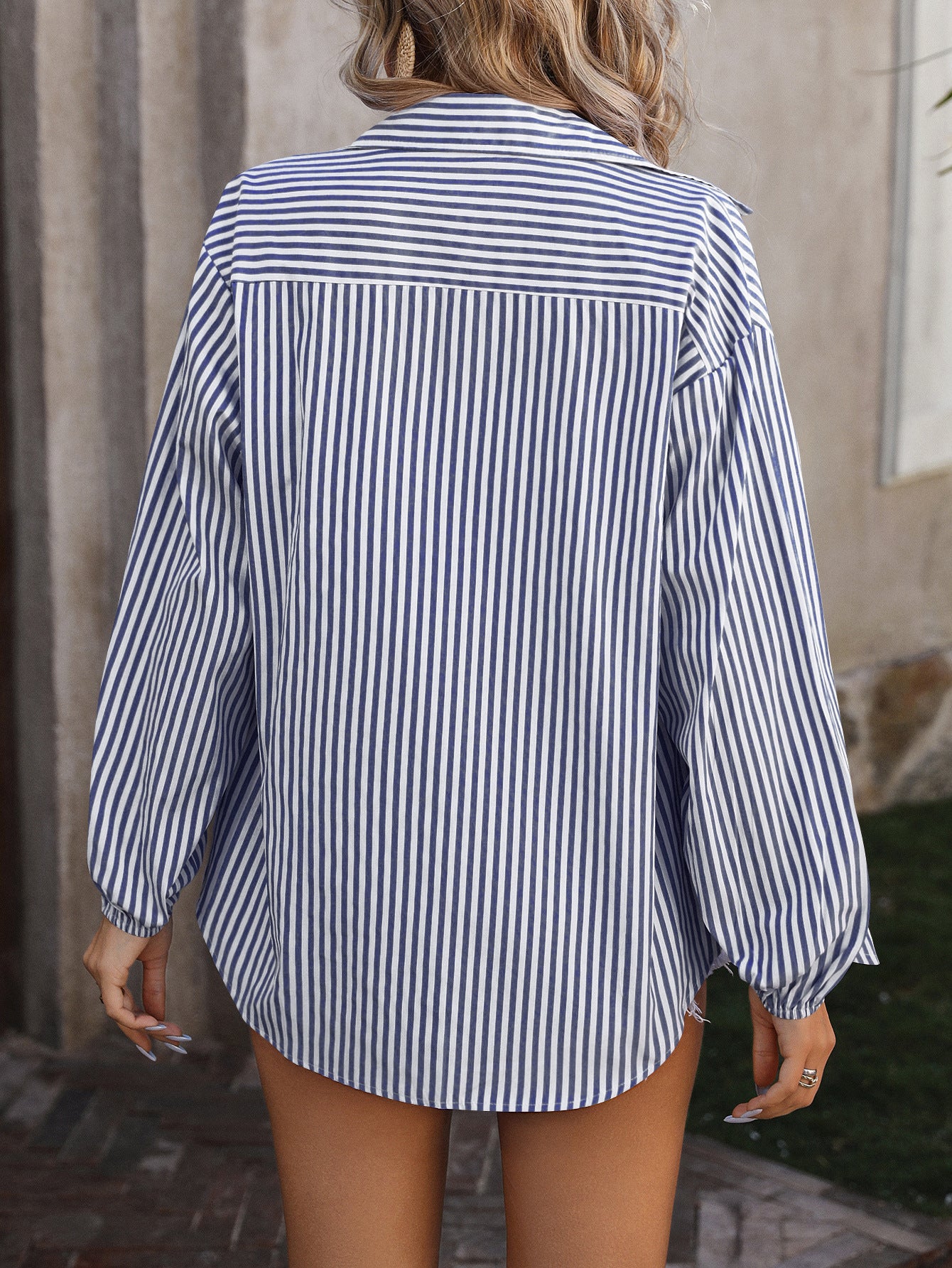 Loose Commute Leisure Striped Long Sleeve Shirt