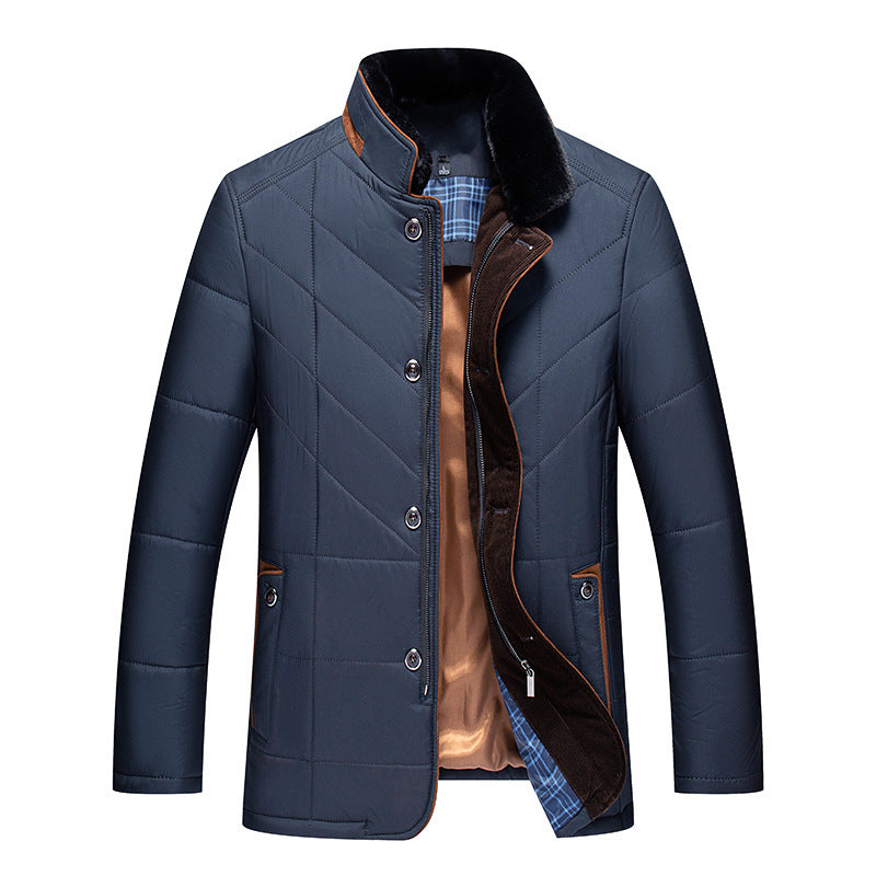 Quilted Coat for Middle-Aged Men Thick Warm Winter Cotton-Padded Jacket