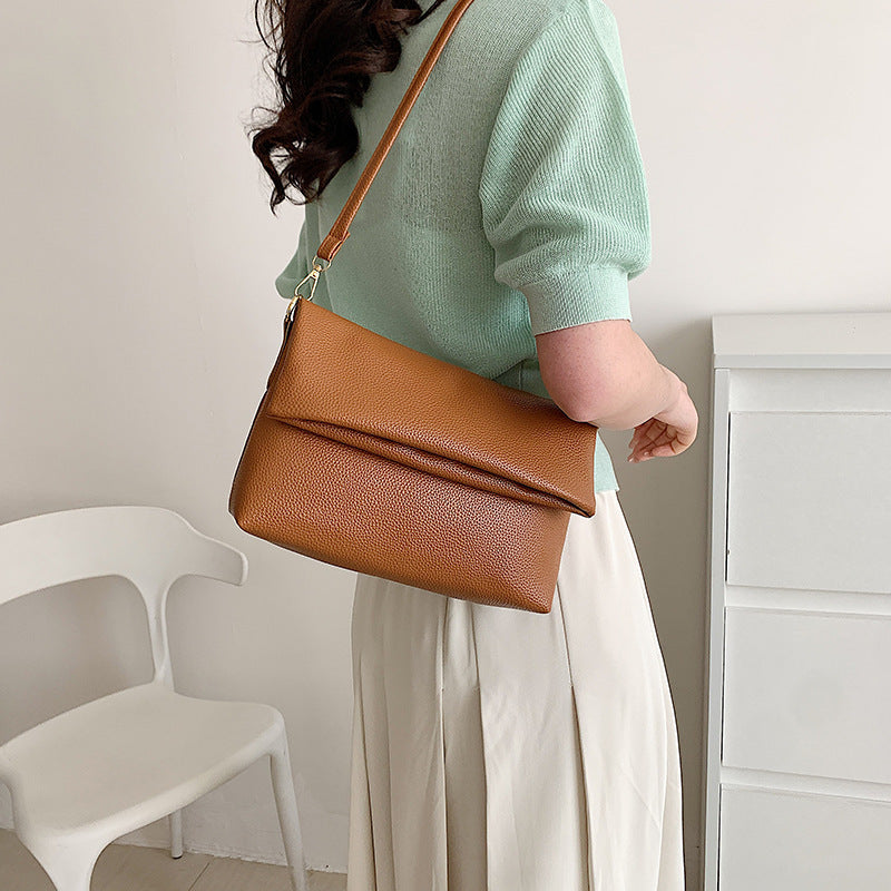 Solid Color French Stick Crossbody Bag for Underarm and Shoulder Use