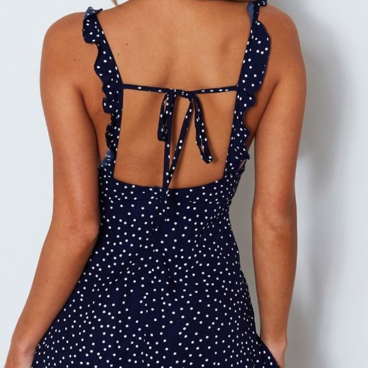 Polka-dot Summer Dress for Women - Strappy Beach Sundress