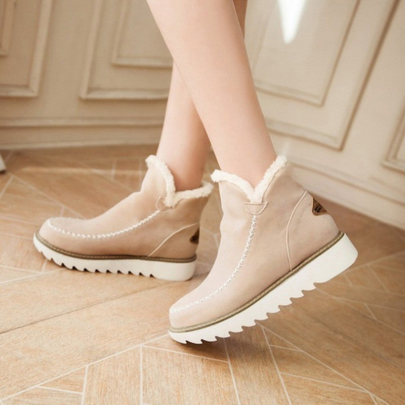 Women Winter Snow Boots Plush Ankle Flats Shoes for Warm Comfort