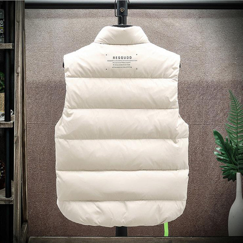 Men's Winter Down Vest - Fashion Stand-Collar Sleeveless Jacket, Solid Thickened Outerwear