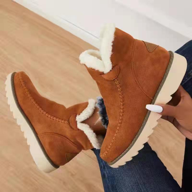 Women Winter Snow Boots Plush Ankle Flats Shoes for Warm Comfort