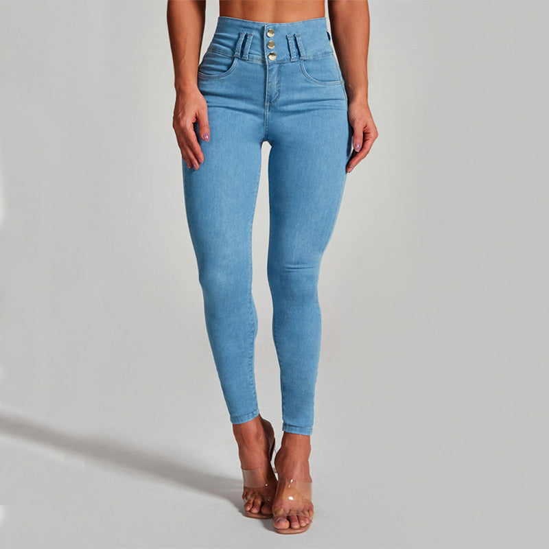 High Waist Skinny Jeans Women's Stretch Shaping Tight Trousers