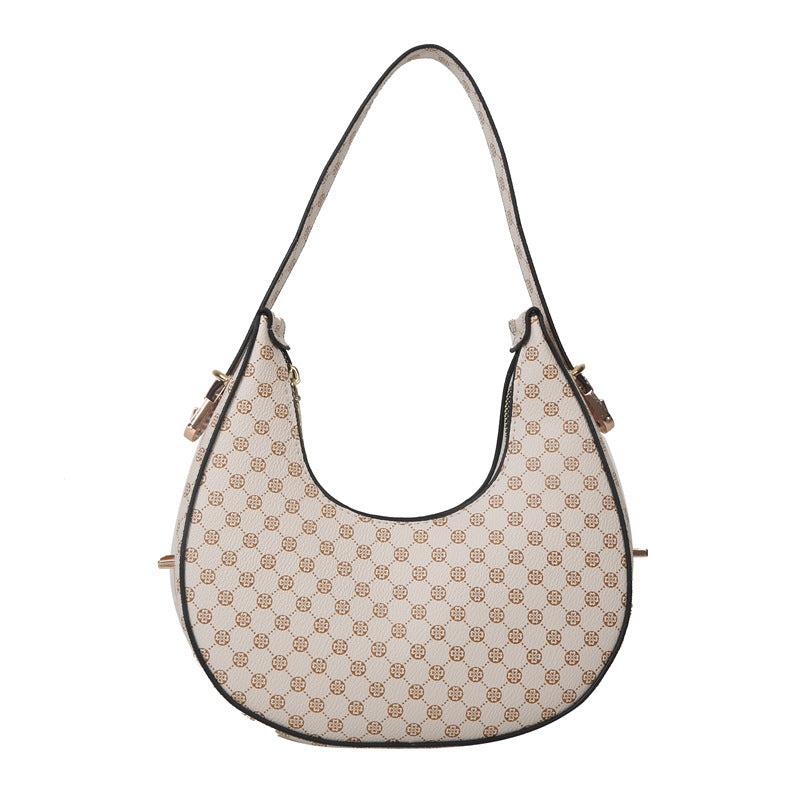 Casual Printed One Shoulder Crescent Bag - Western Style Underarm Bag
