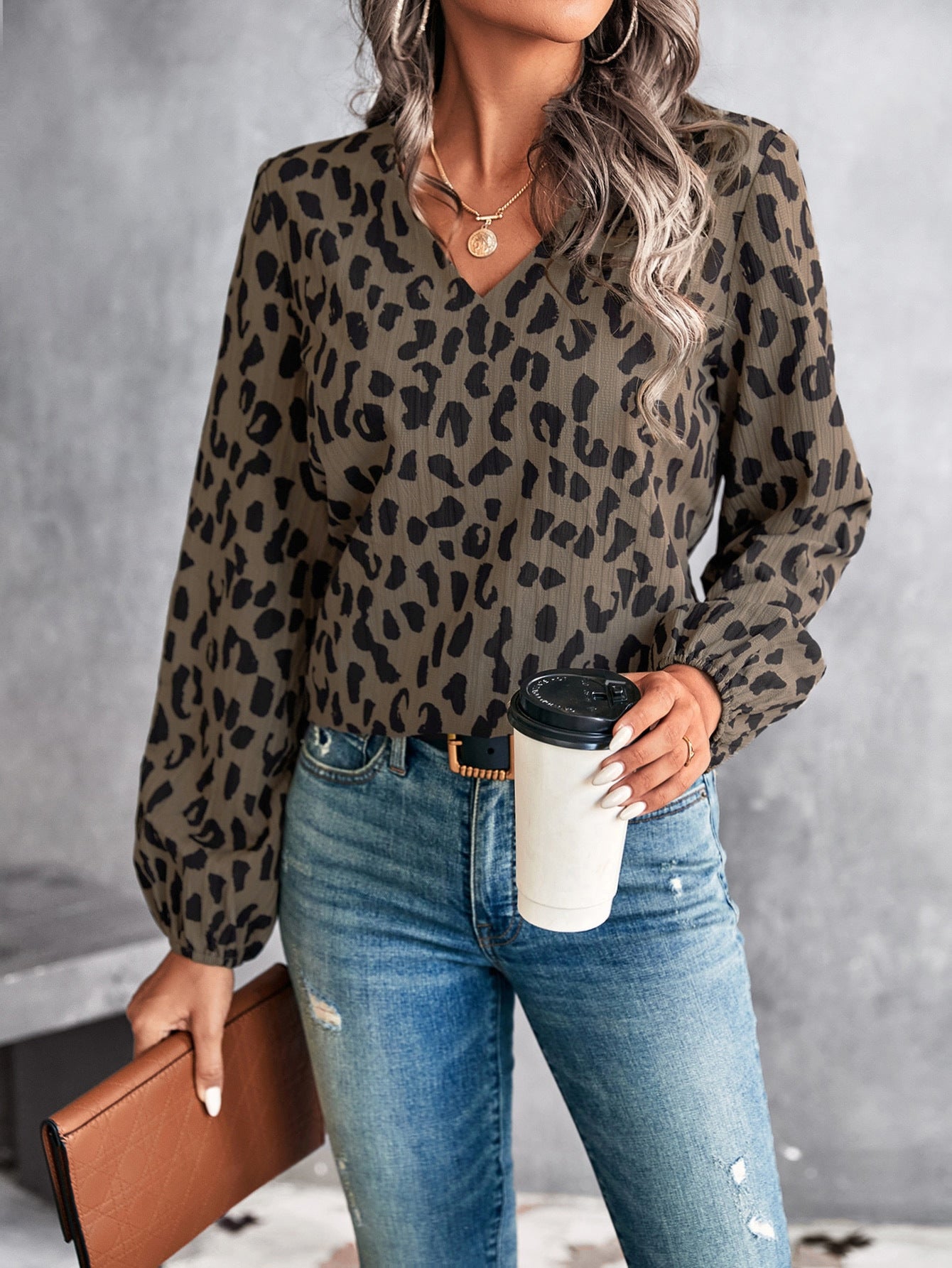 Elegant V-neck Shirt Top for Temperament