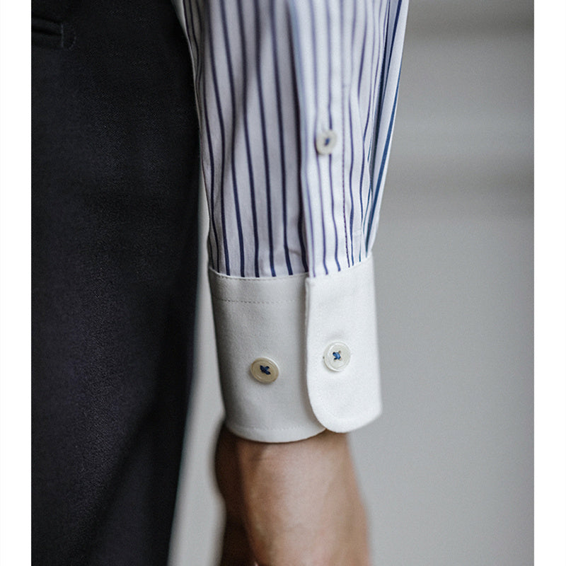 Men's Slim Fit Shirt - Pointed Collar Long Sleeve in Various Colors