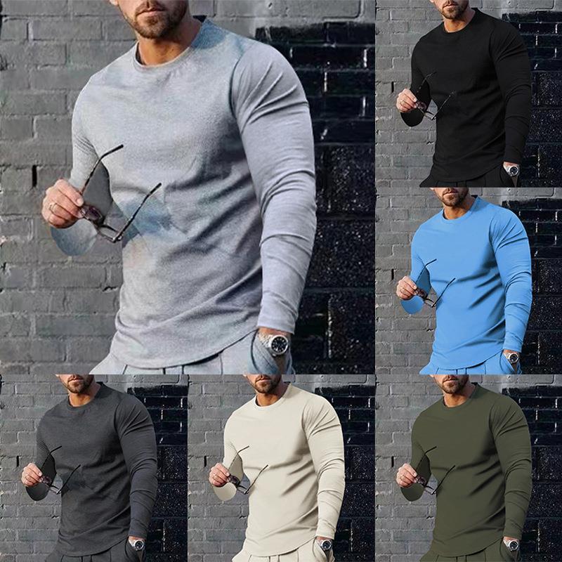 Men's Long-sleeved Top Solid Color Trendy Loose Fit