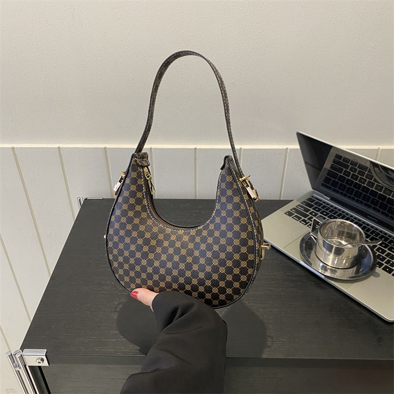 Casual Printed One Shoulder Crescent Bag - Western Style Underarm Bag