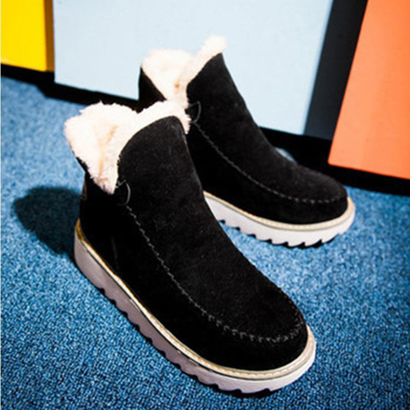 Women Winter Snow Boots Plush Ankle Flats Shoes for Warm Comfort