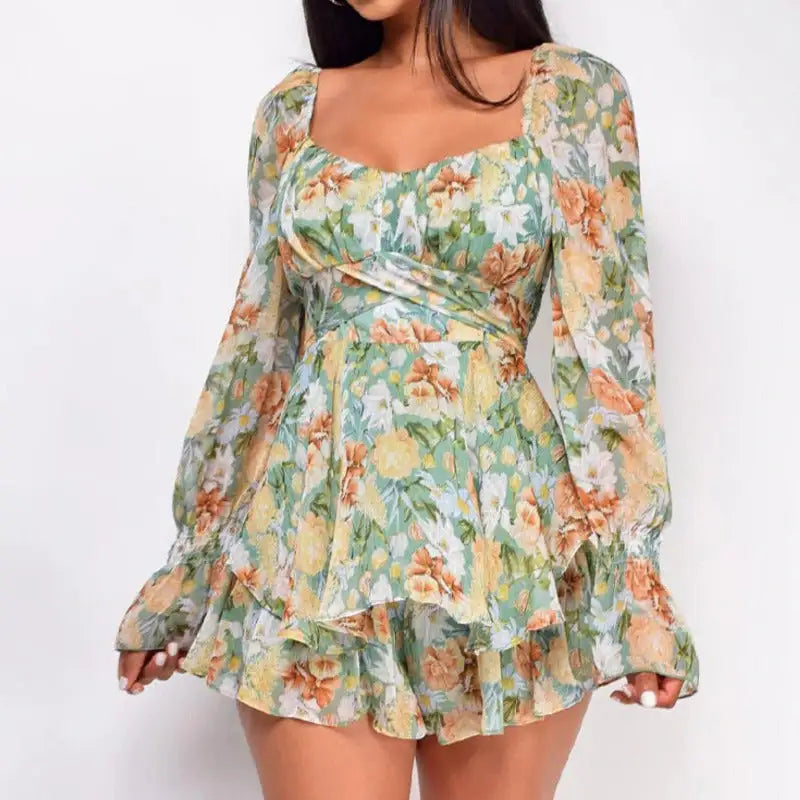 Square Collar Backless Romper for Stylish Summer Fashion