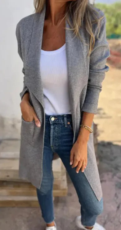 Fall Winter Knitted Cardigan Mid-length Thin Woolen Coat
