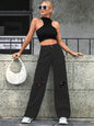 Women's Fashion High Waist Denim Trousers with Holes