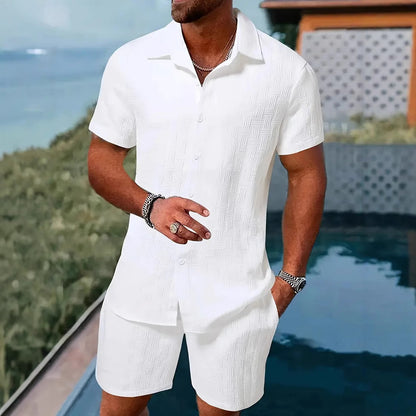 Summer Jacquard Suit in Black and White Solid Color