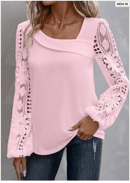Women's Elegant Long Sleeve T-shirt - Fashionable Loose All-Matching Top