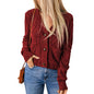 Summer Solid Color Knitted Cardigan with Pockets - Button Texture Long Sleeve