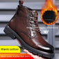 Vintage Leather Boots - Fleece-Lined Outdoor Men's Footwear for Warmth