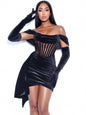 Women's Velvet Evening Dress with Sexy Breast Detail