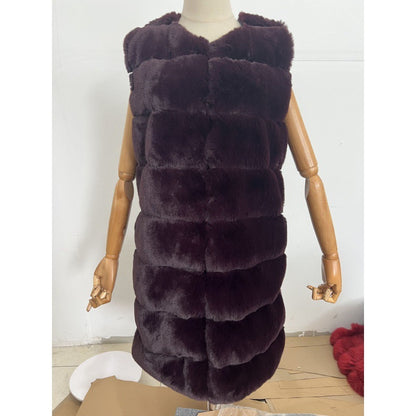 Fur Long Vest Coat - Stylish Cotton-padded Winter Outerwear