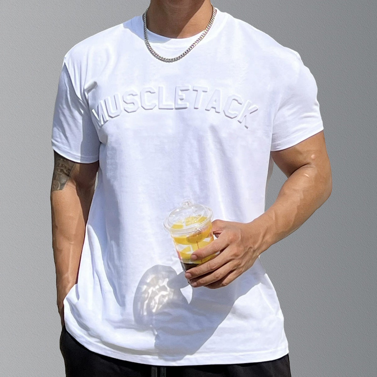 Men's Sports Loose Cotton Workout Short Sleeve T-shirt