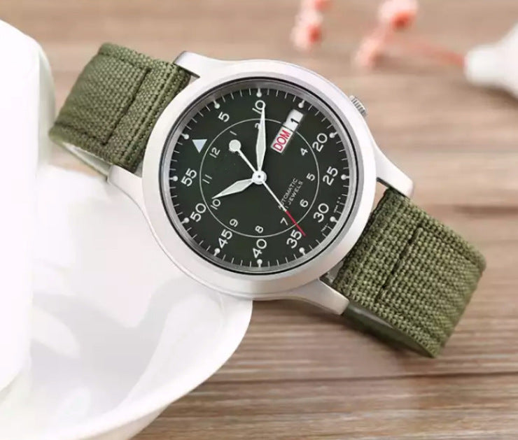 Men's Alloy Nylon Strap Three-pin Quartz Watch