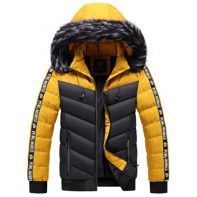Hooded Jacket Men's Thick Warm Hooded Jacket for Ultimate Comfort