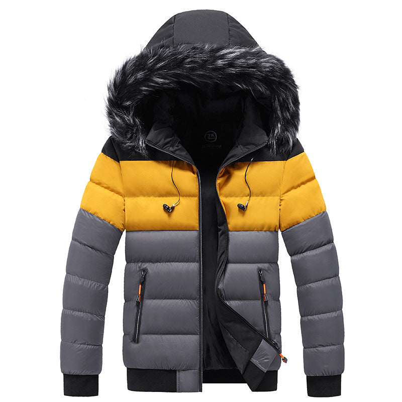 Hooded Jacket Men's Thick Warm Hooded Jacket for Ultimate Comfort
