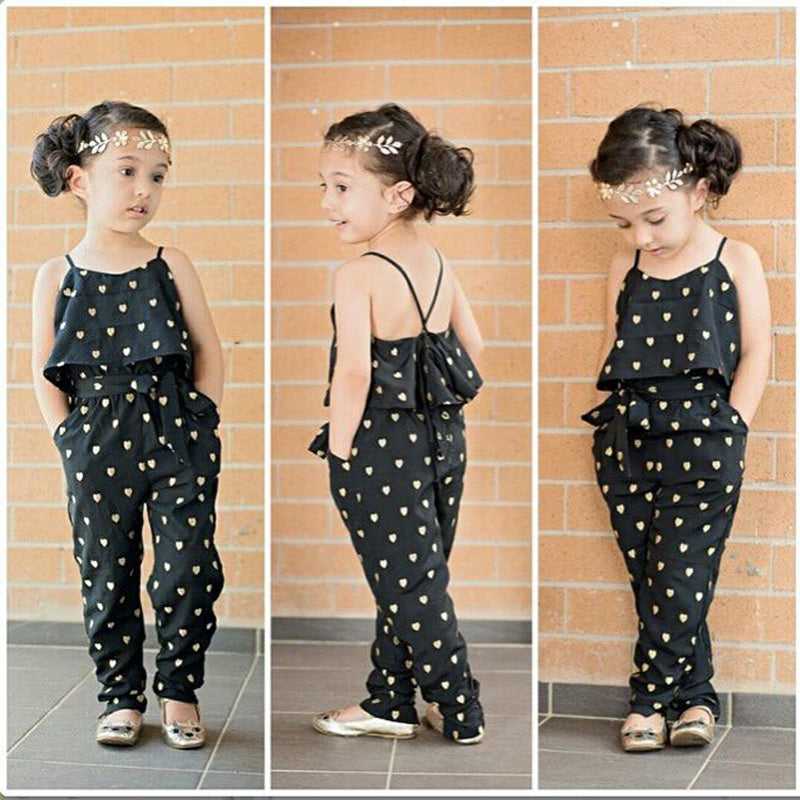 Children's Clothing Wholesale New Girls' Clothing Trendy Cool Girls Love Suspender Jumpsuit Suit One Drop