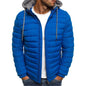 Stand-Up Collar Padded Hooded Jacket for Men - Outdoor Striped Cotton Padded Jacket
