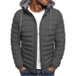 Stand-Up Collar Padded Hooded Jacket for Men - Outdoor Striped Cotton Padded Jacket