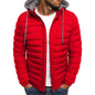 Stand-Up Collar Padded Hooded Jacket for Men - Outdoor Striped Cotton Padded Jacket