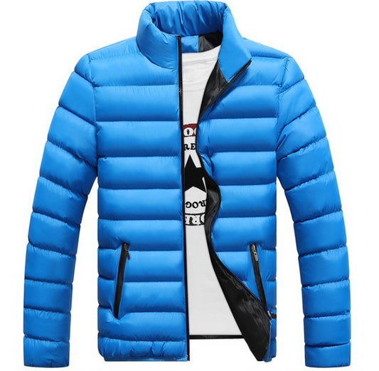 Fall Winter Men's Padded Down Jacket for Warmth with Stand-Collar