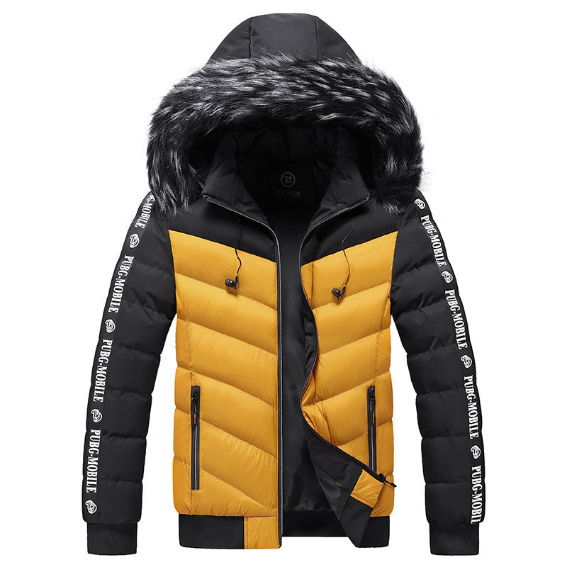 Hooded Jacket Men's Thick Warm Hooded Jacket for Ultimate Comfort
