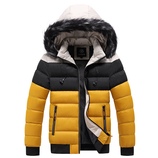 Hooded Jacket Men's Thick Warm Hooded Jacket for Ultimate Comfort