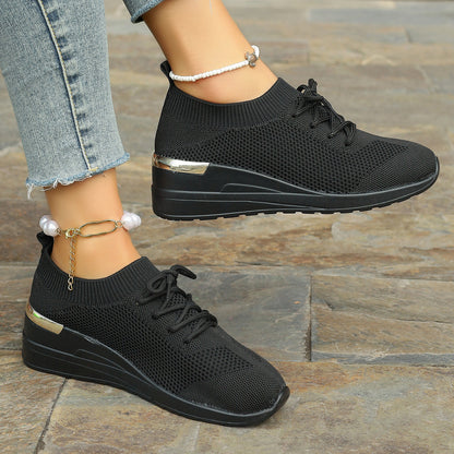 Round Head Platform Shoes - Leisure Front Lace-up Design