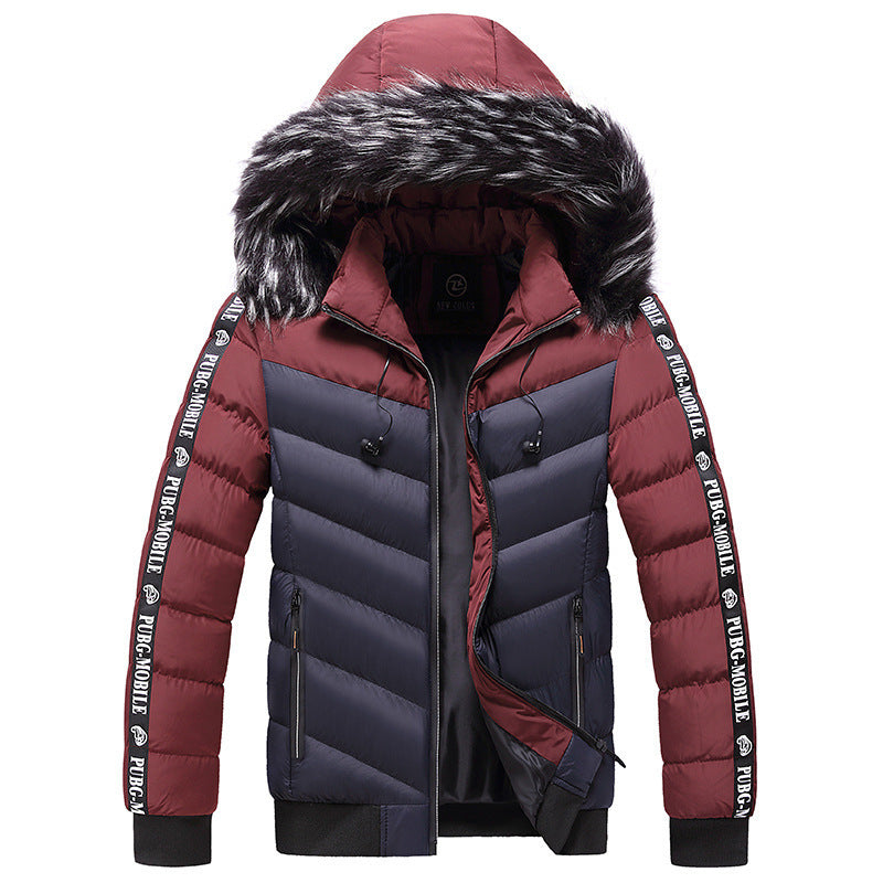 Hooded jacket men's thick warm cotton jacket ，