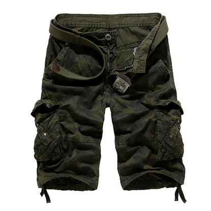 Men's Camouflage Work Shorts - Comfortable Loose Fit with Multi-pocket Design