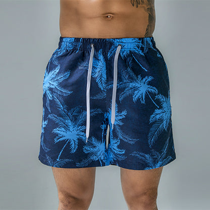 Men's Quick-Drying Swimming Trunks with Printed Design for Beach Shorts