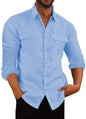 Men's Cotton Linen Shirt with Double Pockets for Casual Wear
