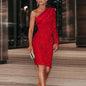 Silver Sequin Formal Dress - One Shoulder Sequin Evening Gown