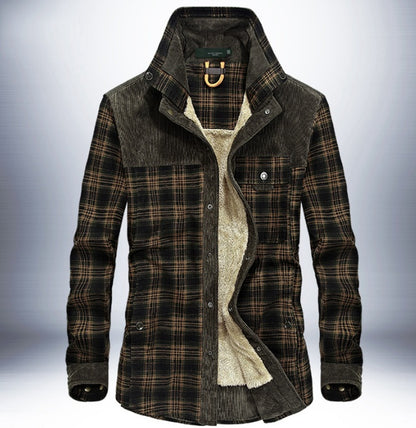 Winter Jacket Men's Thicken Fleece Jacket Warm Plaid Coats Pure Cotton Military Clothes