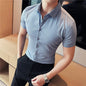 Men's Ice Silk Shirt - Leisure Short Sleeve Striped Design